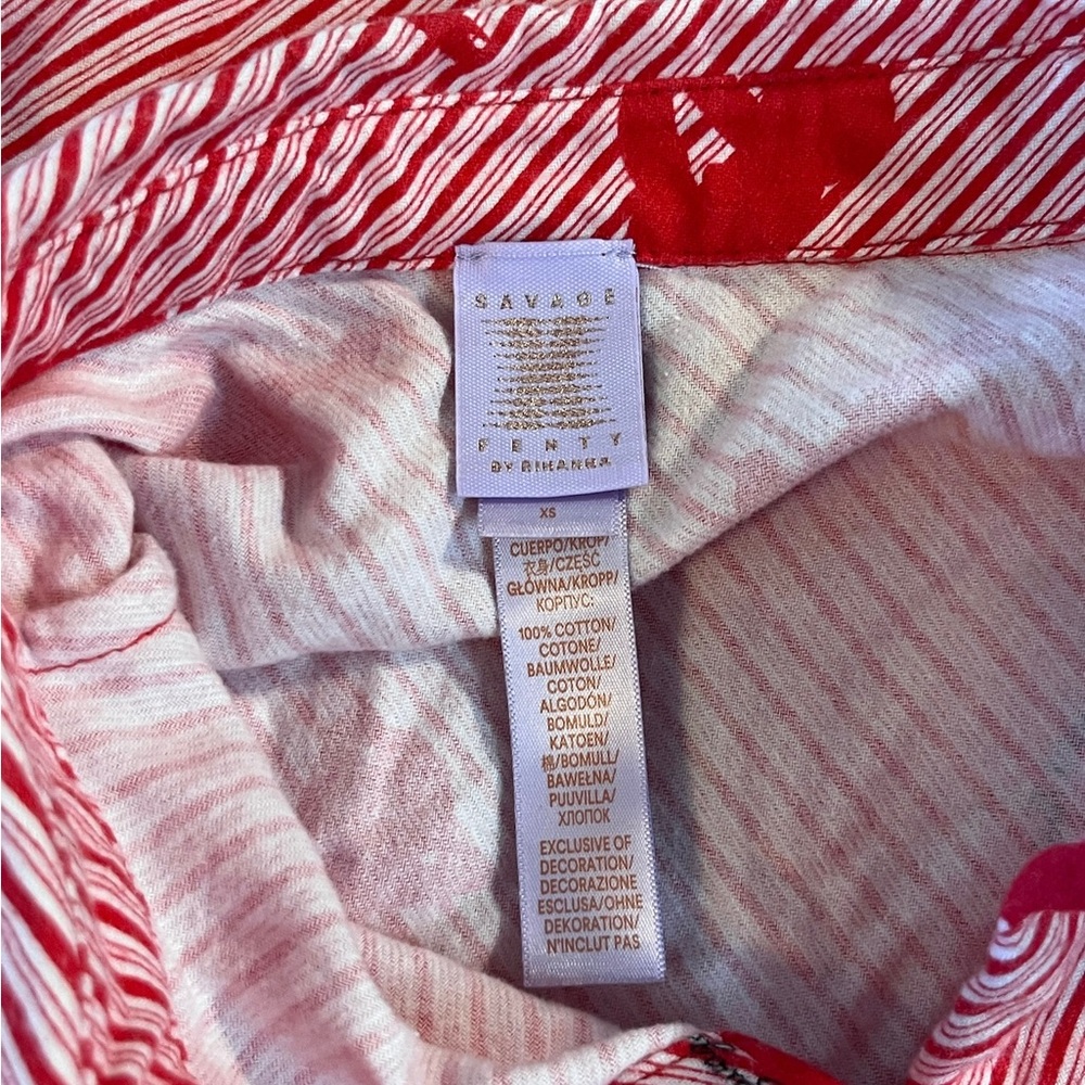 Salvage X Fenty Red and White Striped Pajama Shirt Size XSMALL - Picture 9 of 10